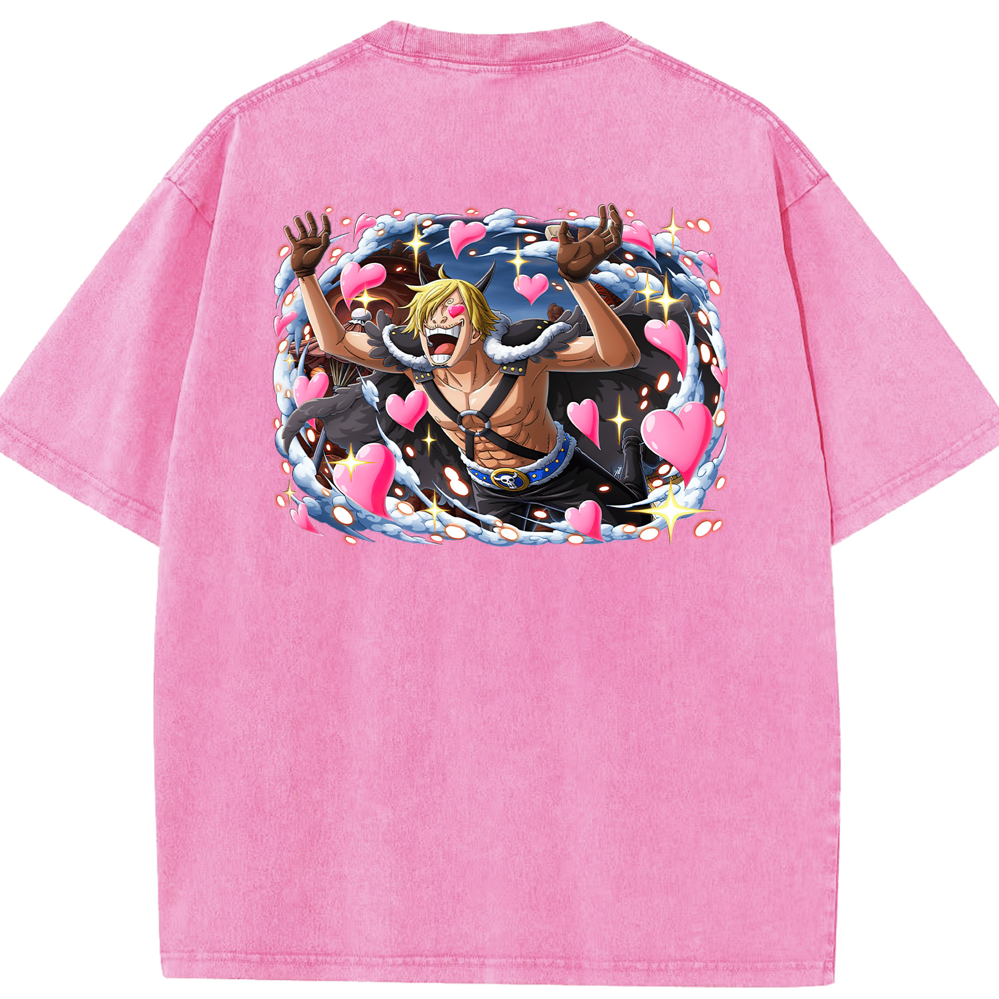 ワンピース サンジ ONE PIECE Sanji 綿100% ヴィンテージ風 半袖Tシャツ（背面プリント）